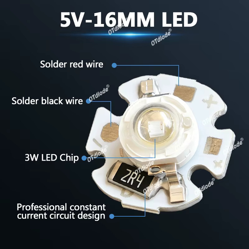 10 Stück LED-Chips auf Aluminium PCB mit 1W 3W 5W für DC 3,7V 5V 12V in Rot, Grün, Blau, Gelb und Multicolour - Bild 5