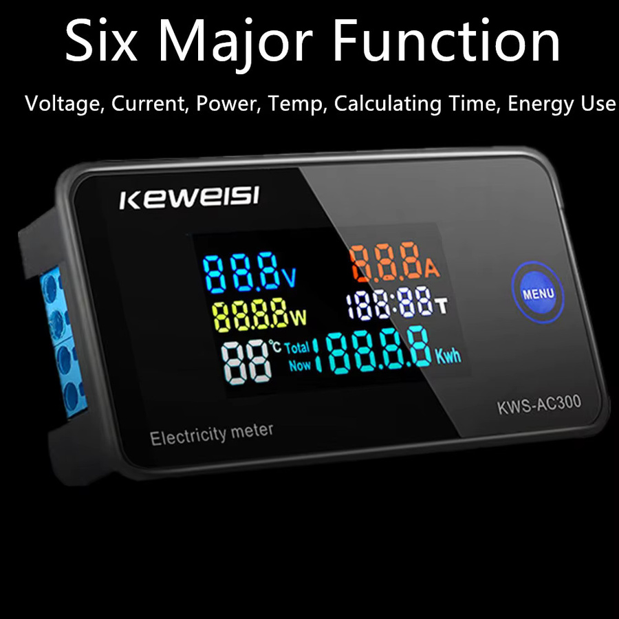 KWS AC300 6-in-1 Digitales Wattmeter AC Amperemeter mit LED-Display in Schwarz - Bild 3