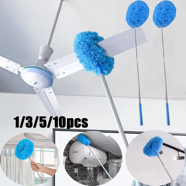 YOCITY Mikrofaser Staubwedel mit langem Griff für die mühelose Reinigung in Blau und Metall - Bild 1