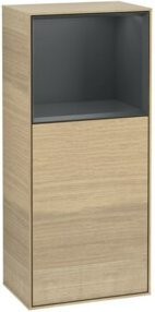 V&B Finion Seitenschrank für das Badezimmer mit LED-Beleuchtung, Glasfachboden und Tür, Breite: 41,8 cm, Höhe: 93,6 cm - Bild 1