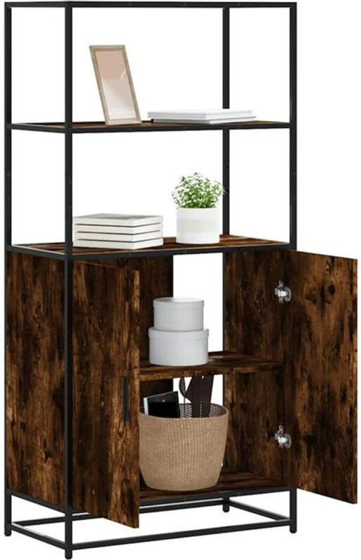Highboard VIDAXL im Industrial Design aus Holzwerkstoff und Metall, Braun, B: 68 cm, T: 35 cm, H: 139 cm - Bild 1