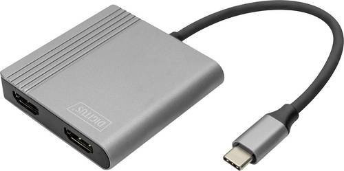 Digitus DA-70828 HDMI und USB-C Adapter in Schwarz mit 2x HDMI-Buchse, geschirmt, Länge: 0,18 m - Bild 1