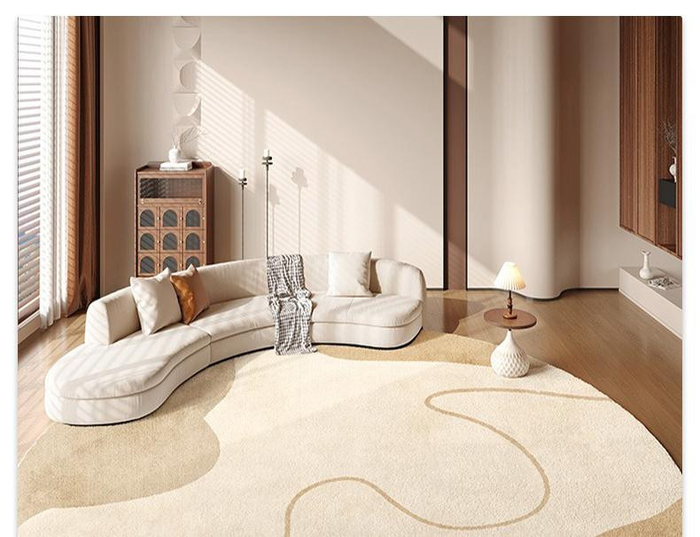 Beiger runder Teppich im japanischen Stil für Wohnzimmer und Schlafzimmer, Durchmesser: 90 cm - Bild 1