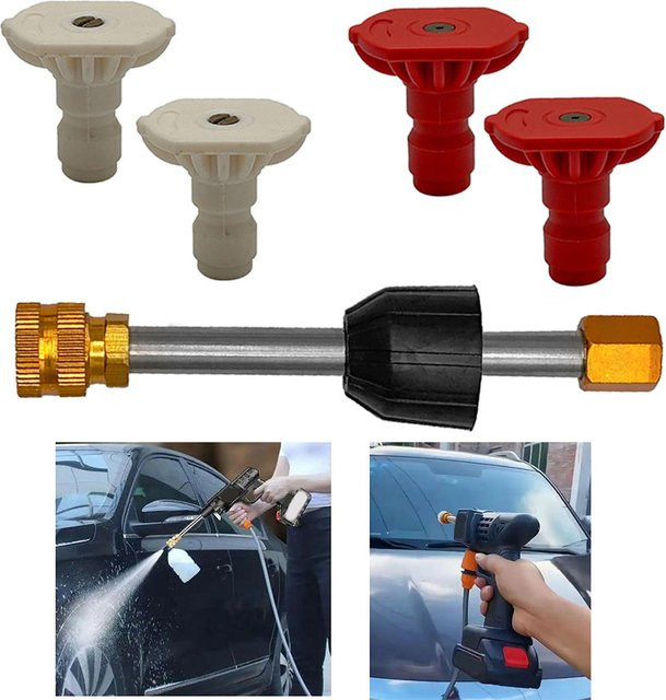 Vibratite Hochdruckreiniger Spray Lanze aus Metall mit Schnellanschluss und Adapter für Auto und Waschmaschine in Mehrfarbig - Bild 1