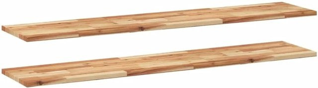vidaXL Schweberegale aus Akazien-Massivholz, 2 Stück, braun, B/T/H: 140 x 30 x 2 cm, ölbehandelt - Bild 1