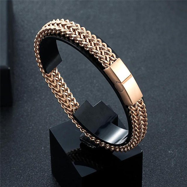YULIN Panzerketten Armband Edelstahl, Roségold, 19 cm, Unisex - Bild 1