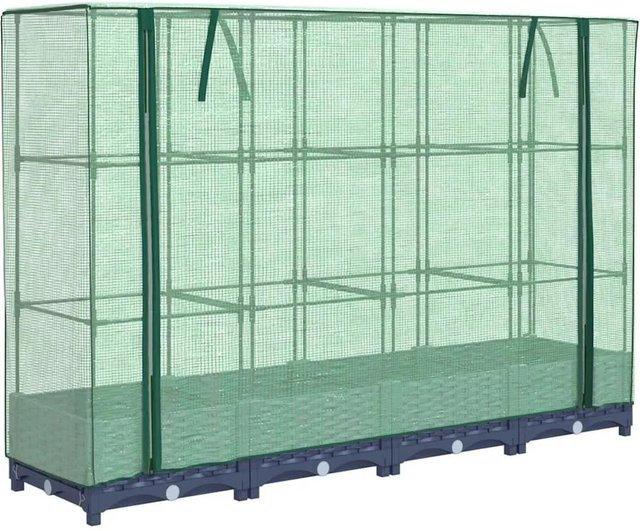 vidaXL Hochbeet mit Gewächshausabdeckung in Rattanoptik, B/T/H: 160 x 40 x 123 cm - Bild 1