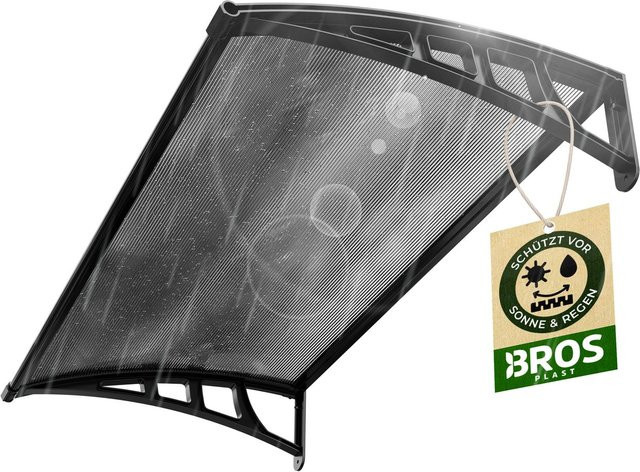 Brosplast Vordach für den Hauseingang aus Aluminium in Schwarz, B/H/T: 120 x 23 x 70 cm - Bild 1