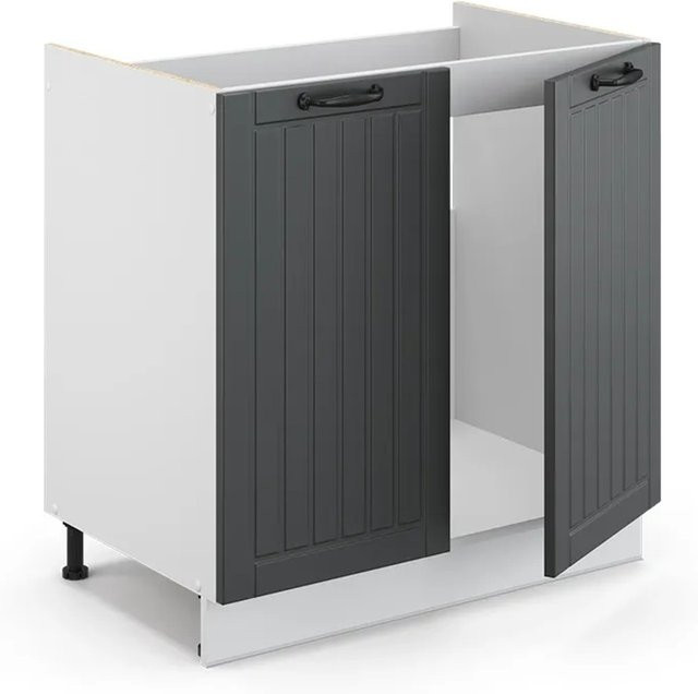 Vicco Spülenunterschrank Fame-Line in Anthrazit und Weiß mit Eichen-Optik im Landhausstil, Breite: 80 cm, Tiefe: 60 cm, Höhe: 82 cm - Bild 1