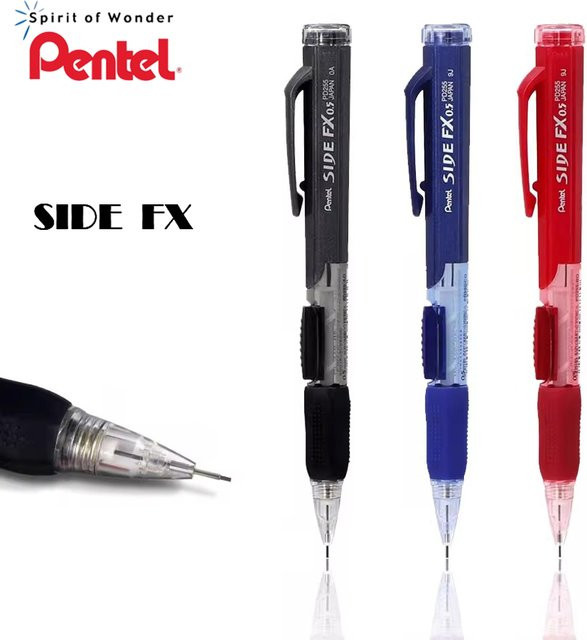 Pentel Druckbleistifte PD255 Set, 3 Stück, 0,5 mm, Multicolor, mit seitlicher Druckmine zum Schreiben und Zeichnen - Bild 1