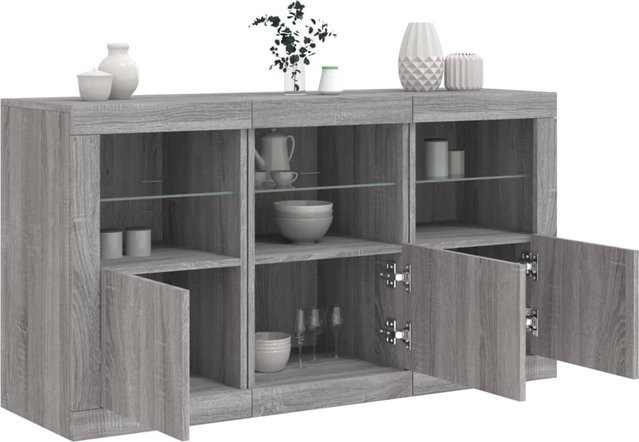 Vidaxl Schrank mit LED-Beleuchtung in Sonoma Eiche Grau, B/T/H: 123 x 37 x 67 cm - Bild 1