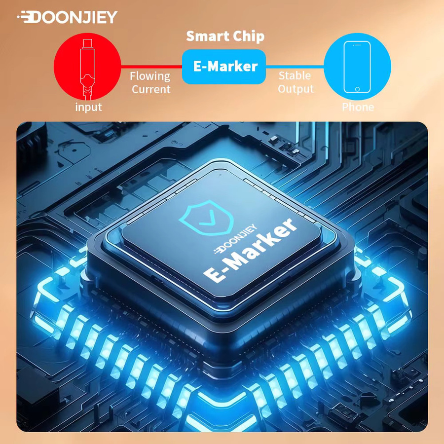 DOONJIEY USB-C Schnellladekabel mit 240 W Leistung, 80 Gbit/s Datenübertragung und LED-Anzeige für Thunderbolt 5/4, Monitor und Laptop - Bild 4