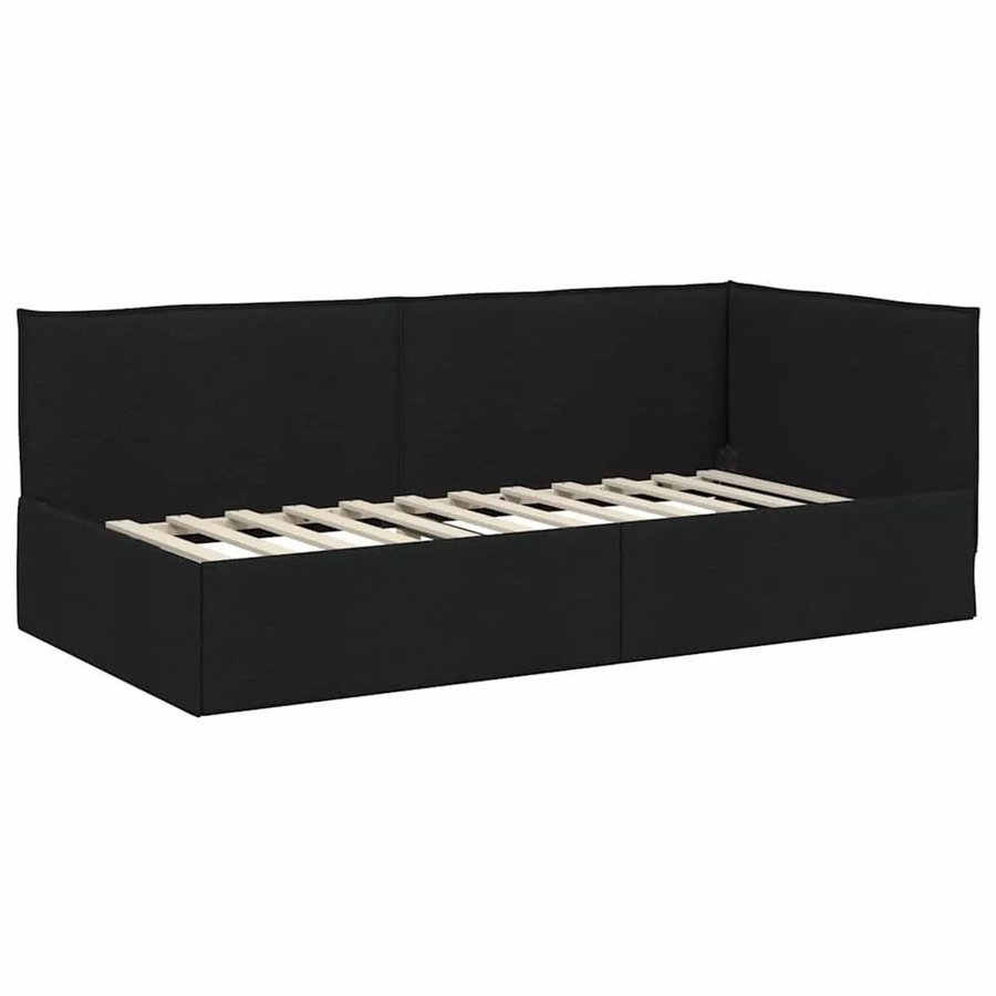 vidaXL Eckbettgestell mit Kopfteil in Schwarz, modern gepolstert, B/T/H: 204 x 140 x 104 cm - Bild 2
