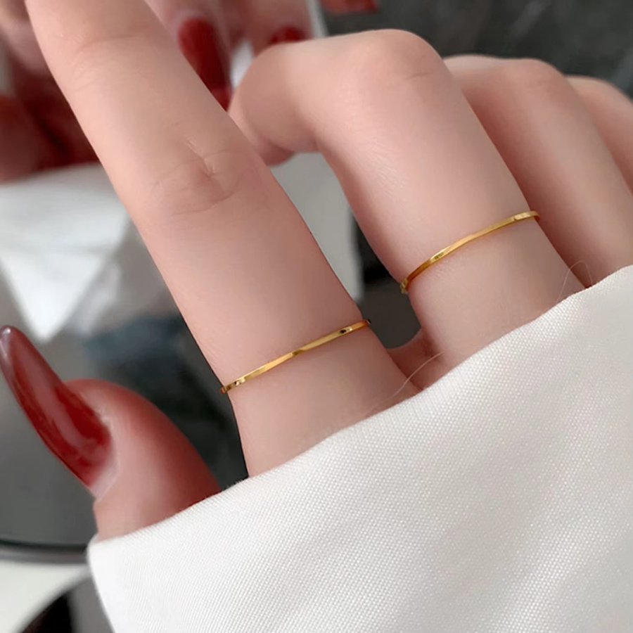 NUOBING Ring Edelstahl, 18 Karat PVD-vergoldet, Gold, Damen - Bild 4