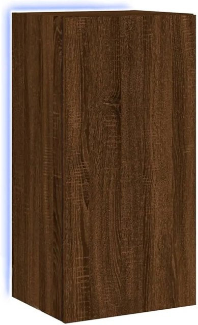 vidaXL TV-Wandschrank mit LED-Leuchten in Braun Eichen-Optik, B/T/H: 40,5 x 35 x 80 cm - Bild 1