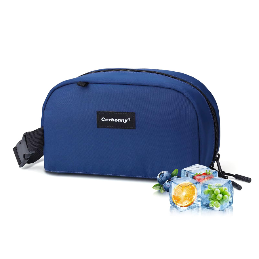 Cerbonny Wiederverwendbare Lunch-Tasche mit Kühlakkus, Isolierte Kühltasche für Mittagessen und Snacks, Auslaufsicher und Tragbar, Marineblau, 2,5 l - Bild 2