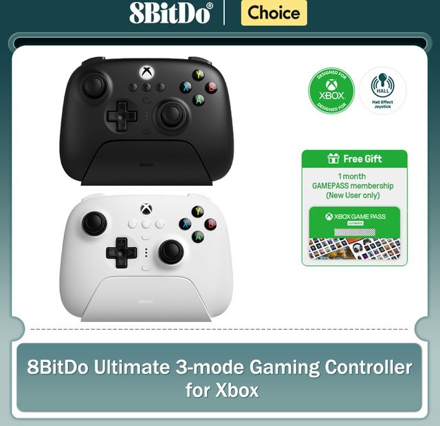 8BitDo Ultimate 3-Modus-Gaming-Controller für Xbox Series X | S, Xbox One, Windows und Android mit Hall-Effekt-Joysticks in Schwarz - Bild 1