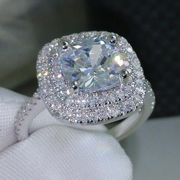 YIRAN Ring, zweilagig, Tigerkralle, quadratischer Zirkon, Topasfarbener Diamant, Ringgröße 10, grau, Unisex - Bild 1