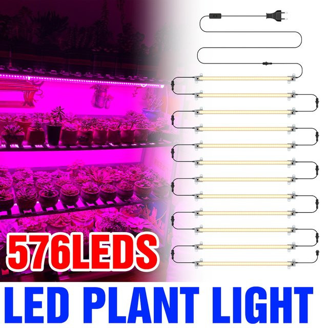 LED-Pflanzenwachstumsleuchte mit Vollspektrum in Weiß für Hydrokultur, Gewächshaus und Gemüseanbau mit 1-12 Leuchtköpfen - Bild 1