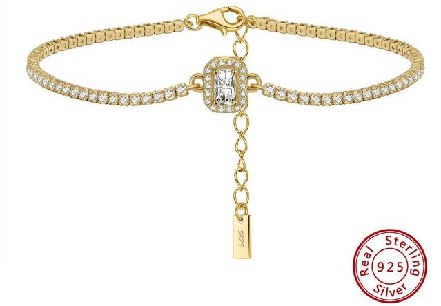 Armband 925 Sterlingsilber, Zirkonia, beige, Damen - Bild 1