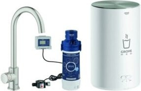 Grohe Spültisch-Standventil Red Mono supersteel in Silber mit Boiler und schwenkbarem Auslauf - Bild 1