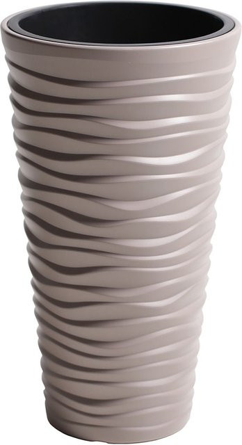 PROSPERPLAST Blumentopf Sand Slim mit Wellenstruktur in Mocca, B: 30 cm, T: 30 cm, H: 52 cm - Bild 1