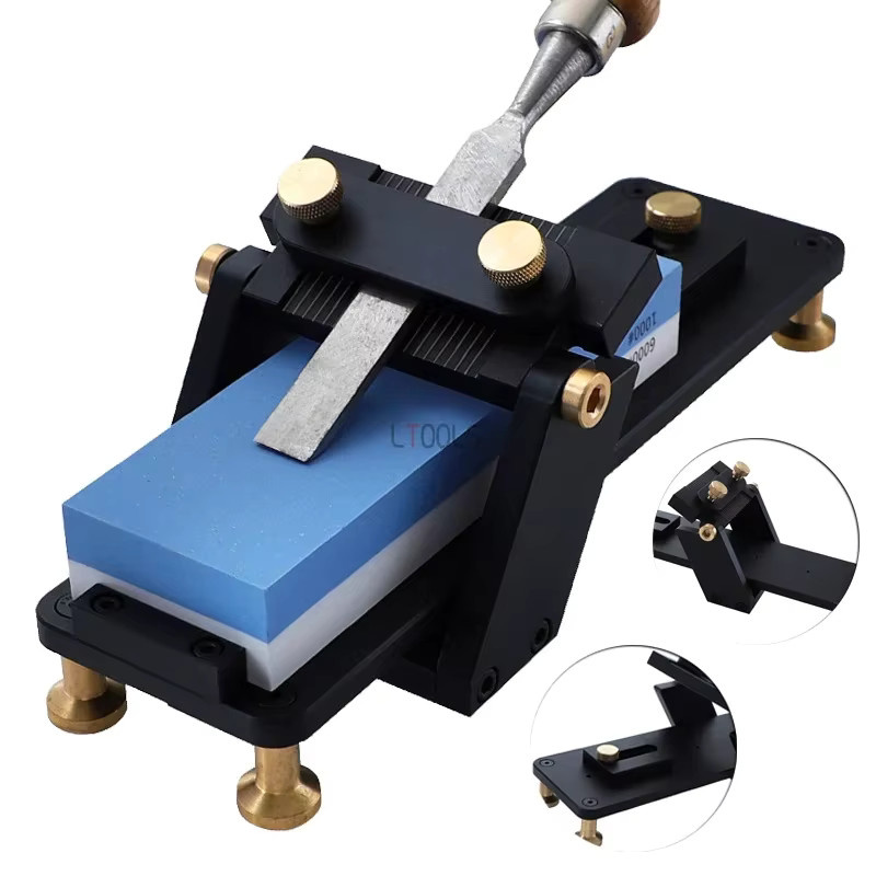 LTOOLS Manueller Messerschärfer mit Fixierhalterung und verstellbarem Winkelguide in Schwarz zum Schärfen von Holzmeißeln, Schnitzmessern und Hobeln - Bild 2