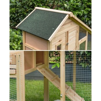 Lionto Kleintierstall FarmLodge aus Holz in Braun mit wetterfestem erhöhten Boden - Bild 2
