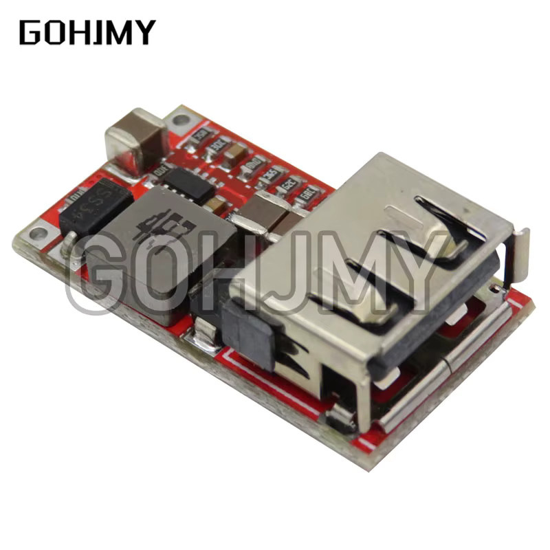 GOHJMY DC Buck Abwärtswandler USB-Lademodul für Auto 6-24V auf 5V 3A in Rot - Bild 2