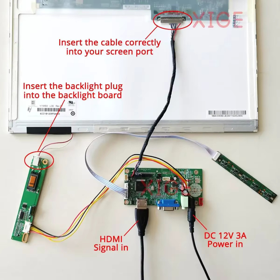 Display Drive Controller Board Kit für LTN156AT01 LTN160AT01 N156B3 LTN160AT02 mit 30 Pin LVDS, VGA und HDMI, Auflösung 1366x768, 1-CCFL, Multicolor - Bild 3