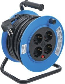 BGS Kabeltrommel 3360 Blau, 15 m, 3x1,5 mm², 4 Steckdosen, IP 20, 3000 W - Bild 1