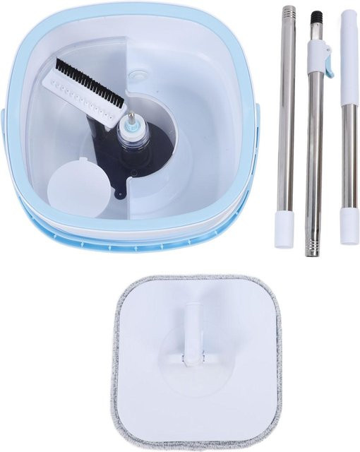 Aimo Spin Mop und Eimer Set mit Trennsystem für sauberes und schmutziges Wasser, 360 Grad rotierend, Weiß - Bild 1