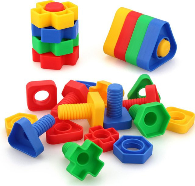 soulbao Montessori Schrauben- und Muttern-Spielset, Buntes Schrauben-Zuordnungsspiel, Kunststoff - Bild 1