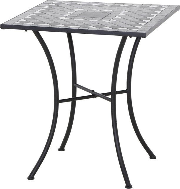 Siena Garden Gartentisch Como quadratisch Grau mit Mosaikoptik aus Keramik und pulverbeschichtetem Stahl B/T/H: 60 x 60 x 1 cm - Bild 1