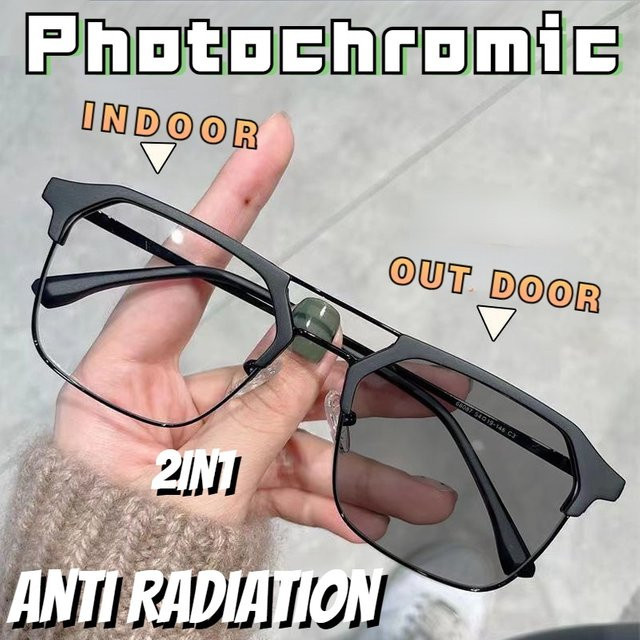 Samjune Photochrome Sonnenbrille, Metall, Unisex, schwarz - Bild 1