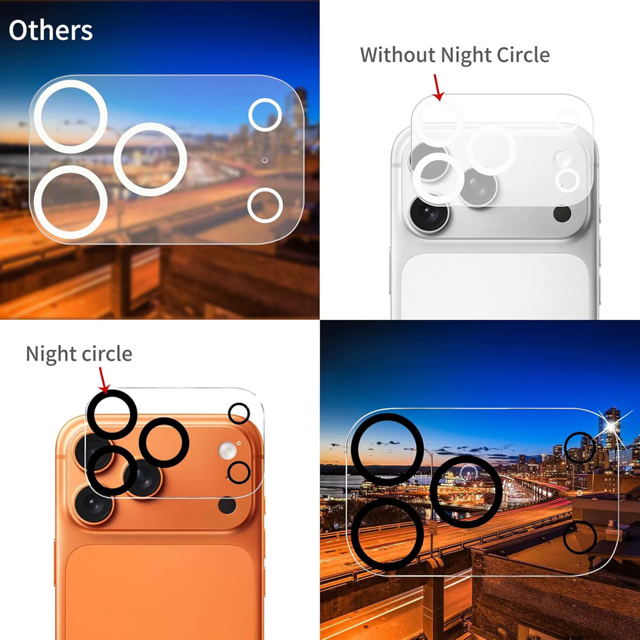 3er-Set Gehärtetes Glas Kameralinsen-Schutzfolie für Apple iPhone 17 Air 17E 16E 16 Pro Max 15 Plus 14 13 12 11 in Transparent - Bild 2