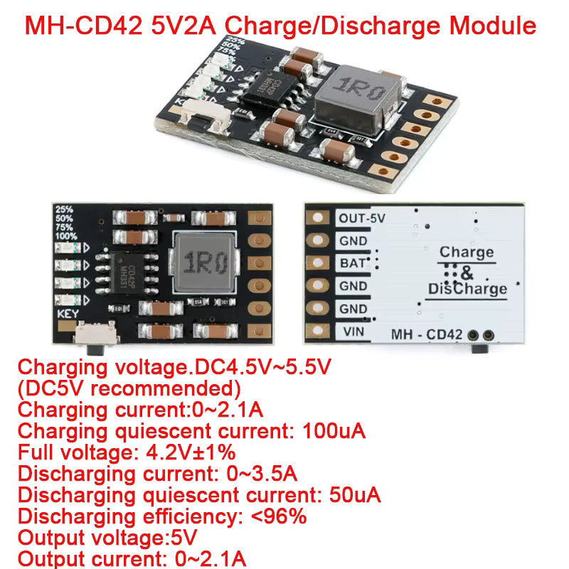 MH-CD42 DC 5V 2A Mobile Power DIY Modul mit Lade- und Entladeschutz sowie Anzeigetafel für 4.2V 3.7V Lithium-Batterien - Bild 2