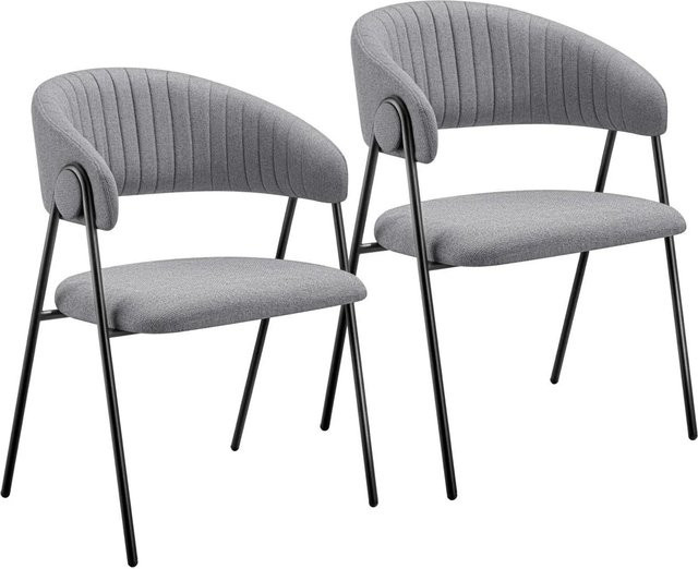 tectake Bedano Armlehnstuhl 2er Set aus Webstoff mit Steppmuster in Grau, B/T/H: 60 x 58 x 85 cm - Bild 2
