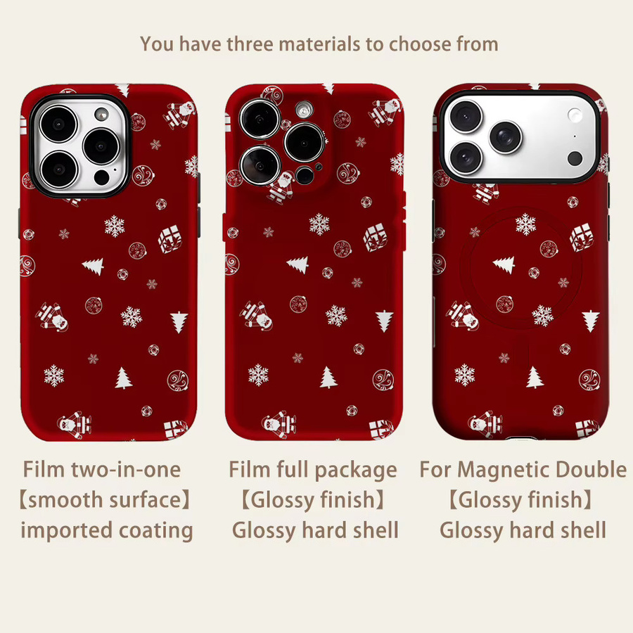 Potdemiel Magnetische Handyhülle Burgundy Christmas für iPhone 17 16 15 14 13 Pro Max Plus, robuste Doppelschicht-Hülle in Rot - Bild 2