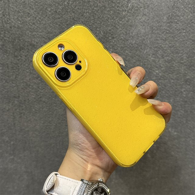 KASONPAI Glitzer Handyhülle aus weichem Silikon in Gelb für iPhone 11 bis iPhone 17 Pro Max und SE - Bild 1