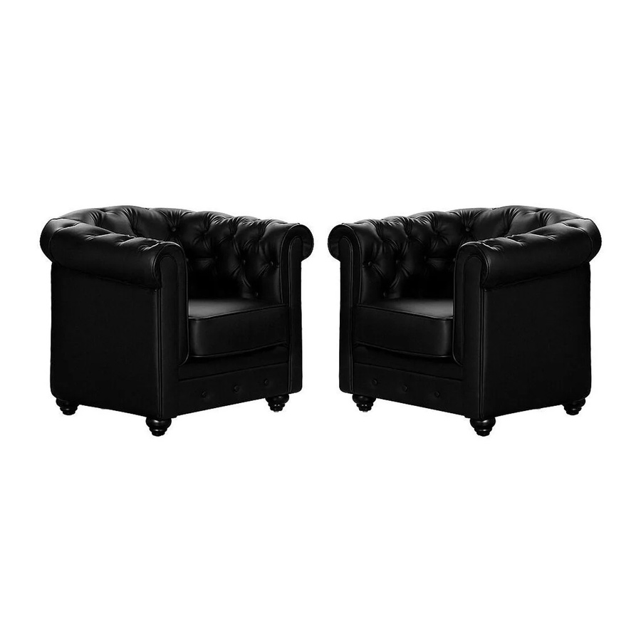 Vente-unique Chesterfield Sessel in Schwarz mit gerader Rückenlehne und Armlehnen aus Kunstleder - Bild 2