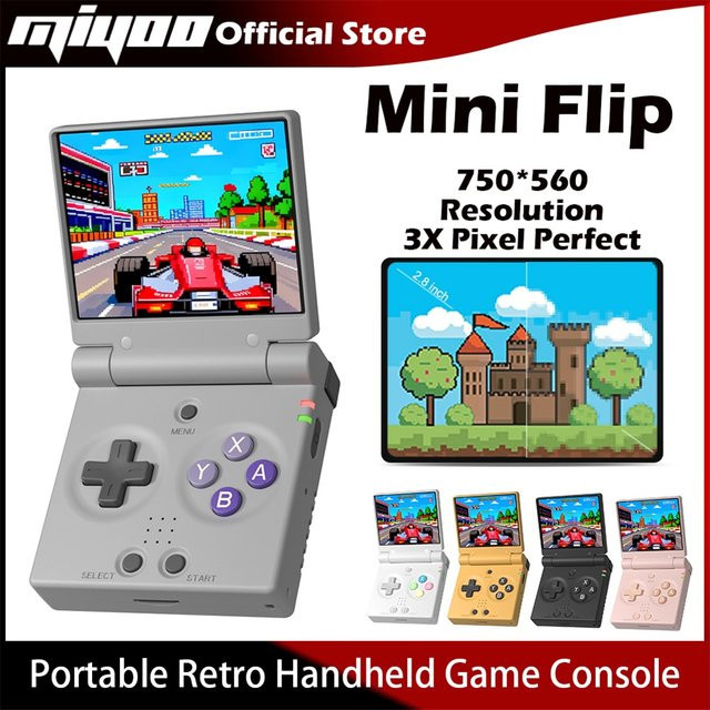MIYOO Mini Flip Retro Handheld-Spielkonsole mit 2,8 Zoll IPS-Bildschirm in Schwarz - Bild 1