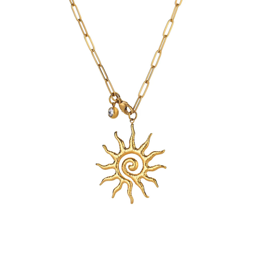 ICFTZWE Halskette, Edelstahl, Gold, Zirkonia, Sonne, Damen - Bild 2