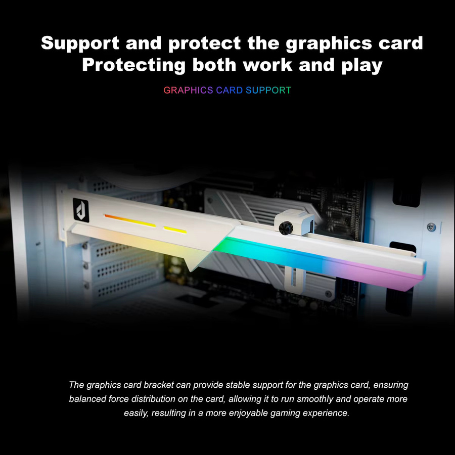 AuyiHomu ARGB Grafikkarten-GPU-Halterung mit verstellbarer Höhe und 5V 3-Pin ARGB Sync-Beleuchtung in Schwarz für deinen PC - Bild 1