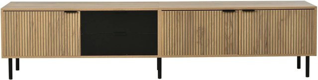 okwish TV-Bank modern mit Schränken und Kabelmanagement in Natur, B/T/H: 208 x 40 x 48 cm - Bild 1