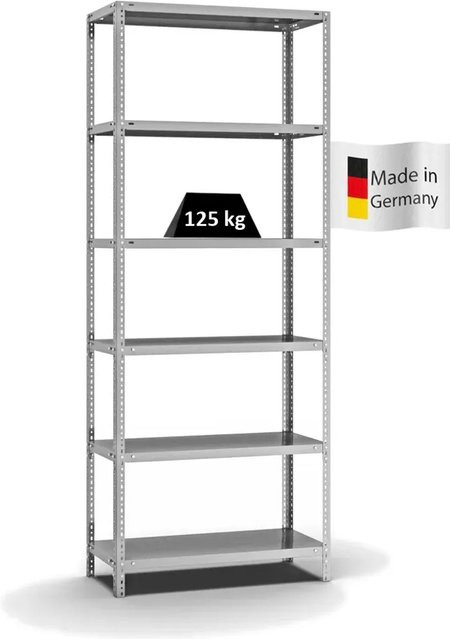 PROREGAL Fachbodenregal Light-Duty mit 6 Ebenen, verzinkt, Farbe Silber, H x B x T: 250 x 100 x 40 cm - Bild 1