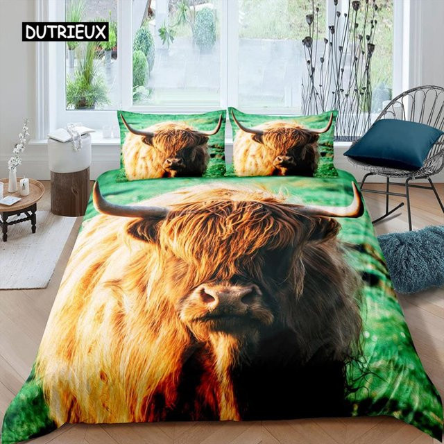 Binchi Outdoor Product Bettwäsche-Set Highland Cow mit Sonnenblumen-Motiv, Schwarz/Mehrfarbig, Mikrofaser, B/H: 155 x 215 cm - Bild 1