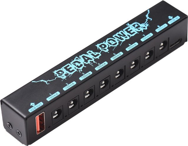 Ammoon Gitarrenpedal-Stromversorgung mit 8 isolierten DC-Ausgängen und USB-C-Eingang, Schwarz - Bild 1