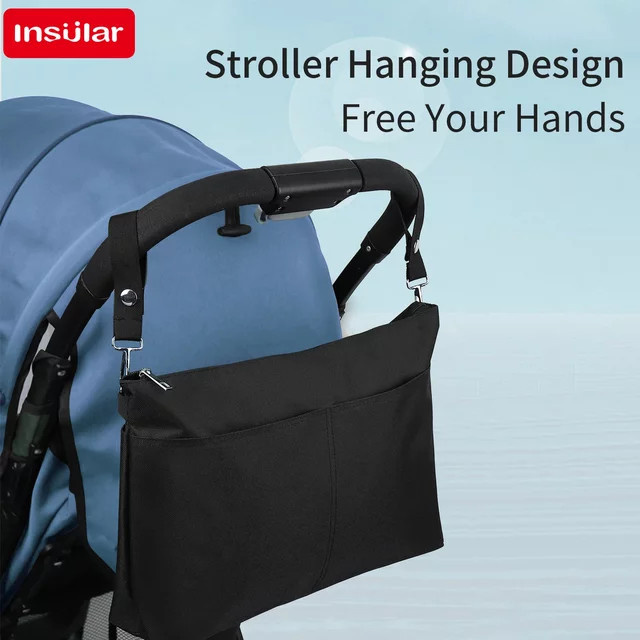 Wasserdichte Kinderwagen Umhängetasche für Mamas Windeltasche in Schwarz mit großer Kapazität - Bild 1