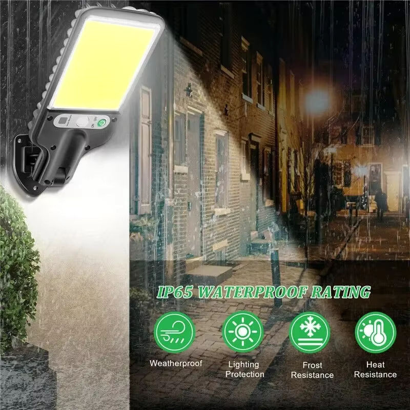 Solar-LED-Bewegungsmelder-Leuchte mit 117 COB-LEDs und 3 Beleuchtungsmodi, schwarze Solar-Sicherheitsleuchte für Garten, Terrasse und Garage - Bild 4